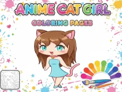 ゲームアニメの猫の女の子のぬり絵オンライン