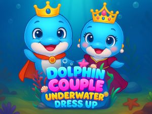 ゲームドルフィンのカップル水中ドレスアップオンライン