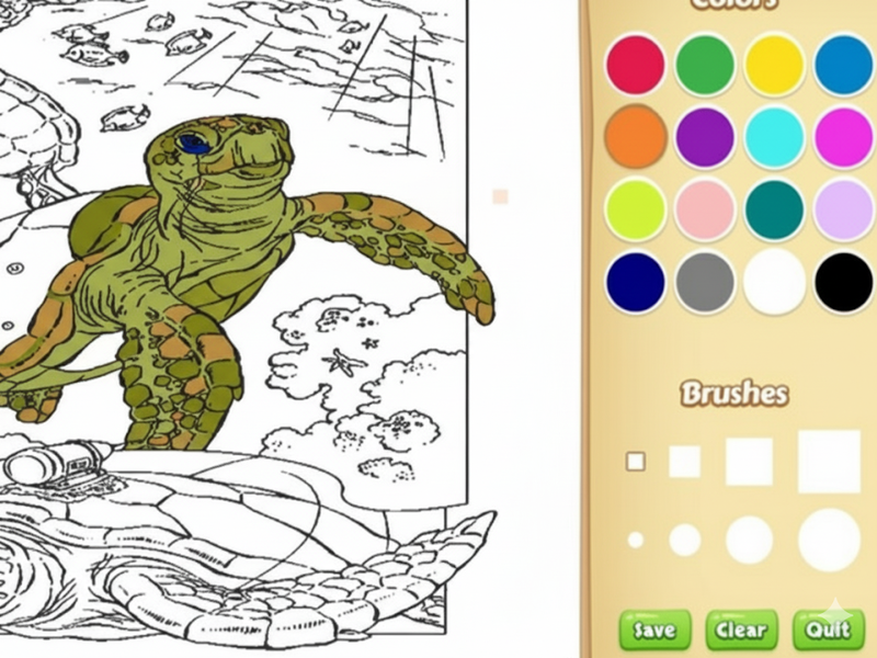 ゲーム海の動物の塗り絵オンライン