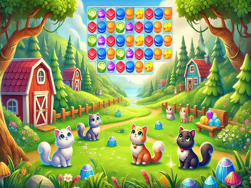 ゲーム猫の一致3オンライン